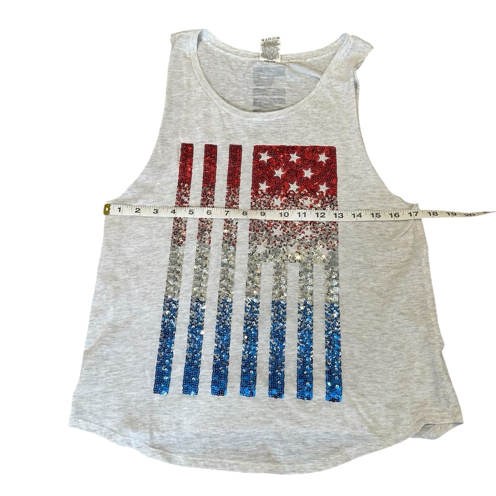 PINK Victoria's Secret Gray Tank with Red, Silver, and Blue Sequins Size Small - Picture 6 of 6